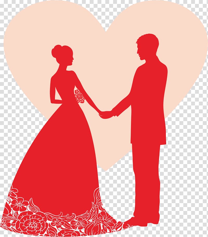 bride and groom illustration, Wedding invitation Wedding reception Banner Party, Silhouette of bride and groom transparent background PNG clipart