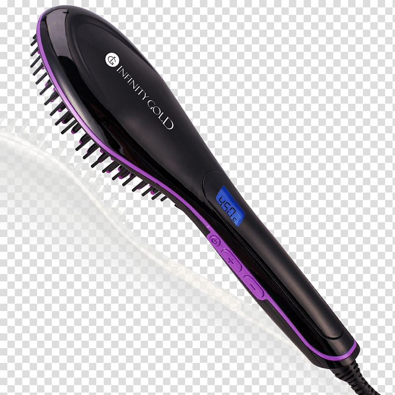 Hair iron Comb Brush Hair straightening Hair Dryers, gold brush transparent background PNG clipart