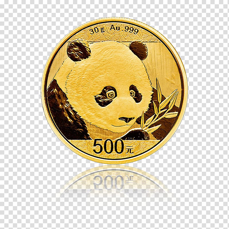 Giant panda Chinese Gold Panda Central Mint Bullion, gold transparent background PNG clipart
