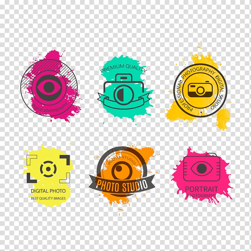 six assorted logos, Logo Camera , camera LOGO transparent background PNG clipart