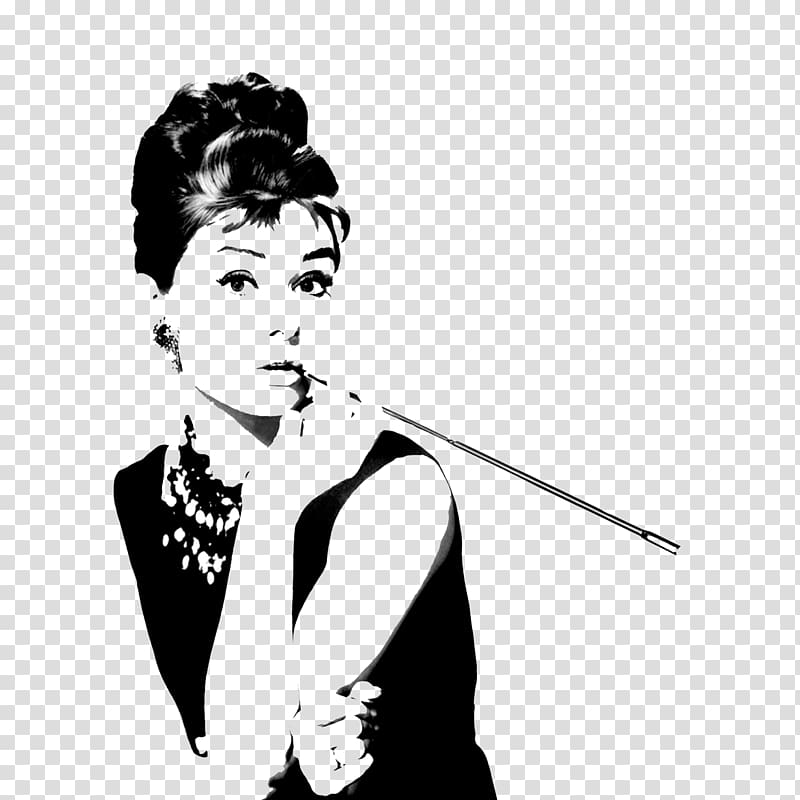 Aubrey Hepburn illustration, Breakfast At Tiffany\'s Wall decal Silhouette Poster Printing, audrey hepburn transparent background PNG clipart