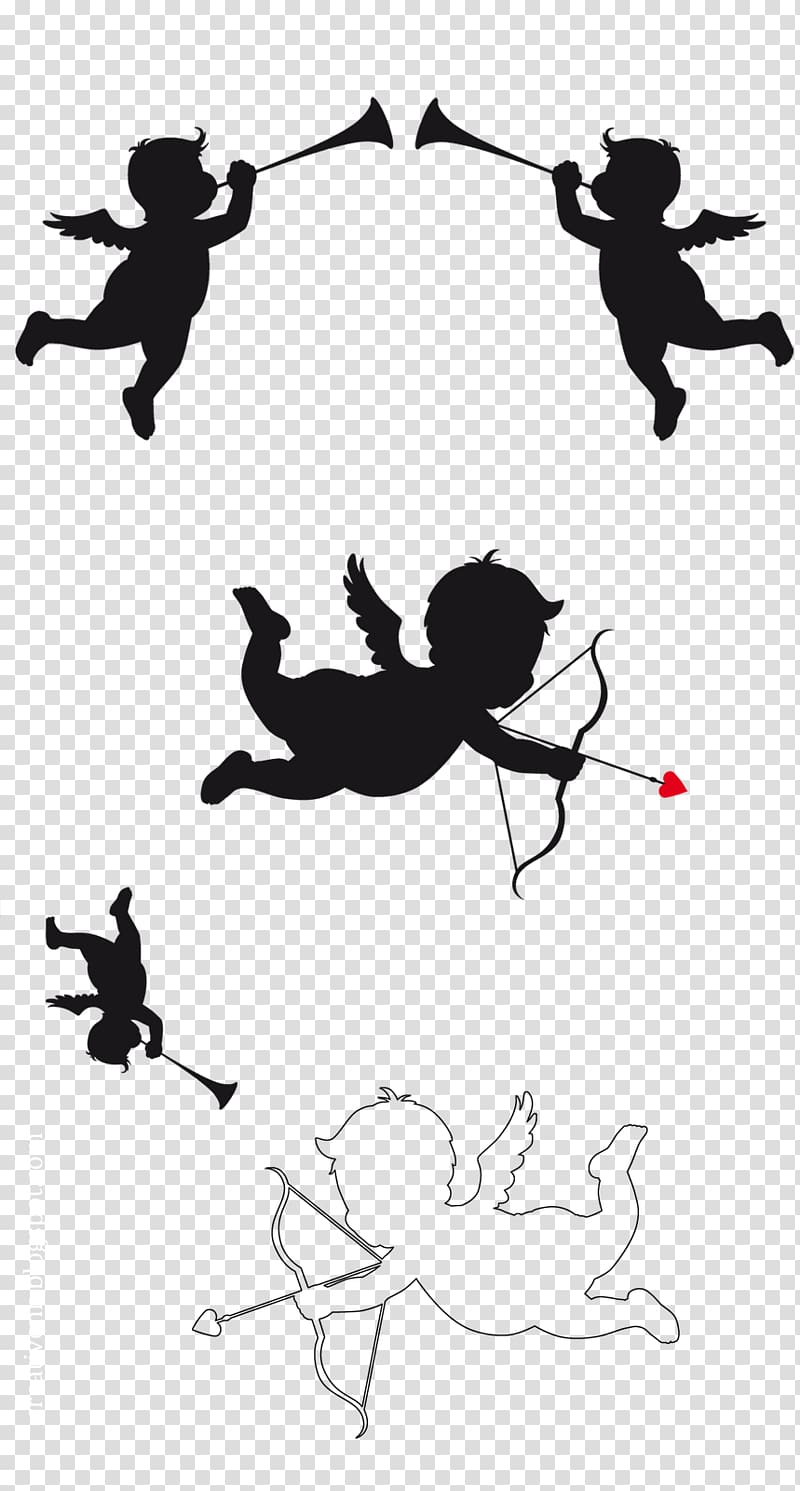 Cupid and Psyche Silhouette, cupid transparent background PNG clipart