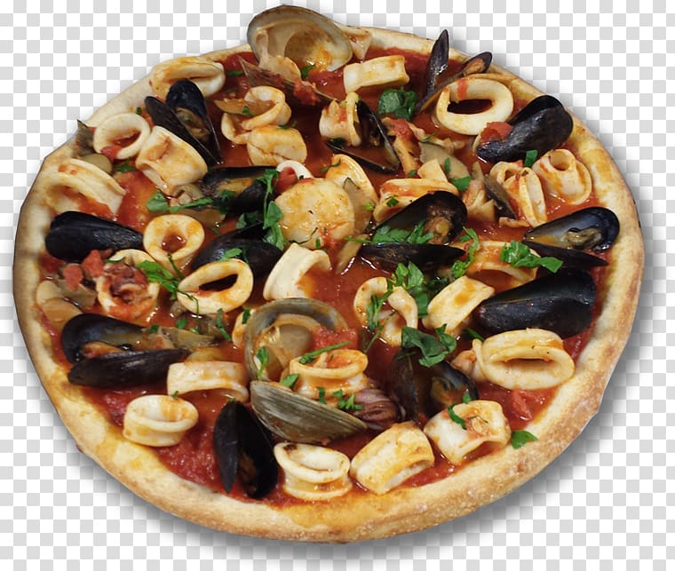Sicilian pizza Italian cuisine Seafood pizza European cuisine, pasta restaurant transparent background PNG clipart