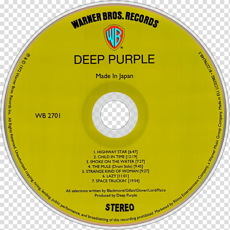Compact disc Deep Purple Concerto for Group and Orchestra Made in Japan Album, MADE IN JAPAN transparent background PNG clipart