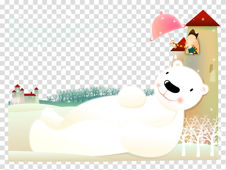 Cartoon u9f8du8c93 Illustration, to polar bear umbrella girl transparent background PNG clipart