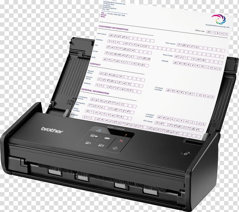 scanner Brother Center ADS-1100W-Document Scanner-Duplex-215.9 x 863 ... Brother ADS-1600W Document Scanner Automatic document feeder Brother Industries, brother transparent background PNG clipart