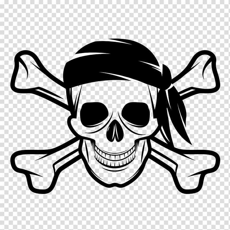 pirate skull illustration, Skull and Bones Skull and crossbones Human skull symbolism Jolly Roger Piracy, skull transparent background PNG clipart
