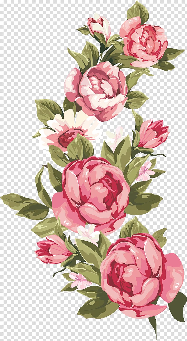 pink rose flowers illustration, Frames Flower Borders and Frames , watercolor floral decoration transparent background PNG clipart