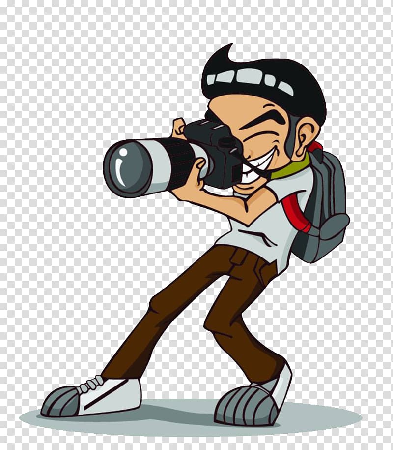 man holding DSLR camera illustration, grapher , Illustration graphers focus on shooting transparent background PNG clipart
