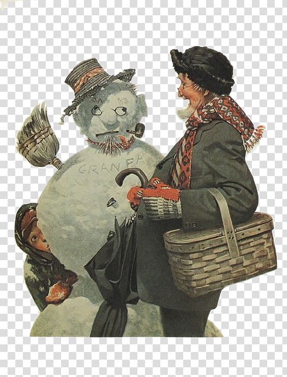 Norman Rockwell Paintings Saturday Evening Post Snowman Artist, Met snowman transparent background PNG clipart