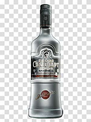 gray liquor bottle, Russian Standard Silver Vodka transparent background PNG clipart