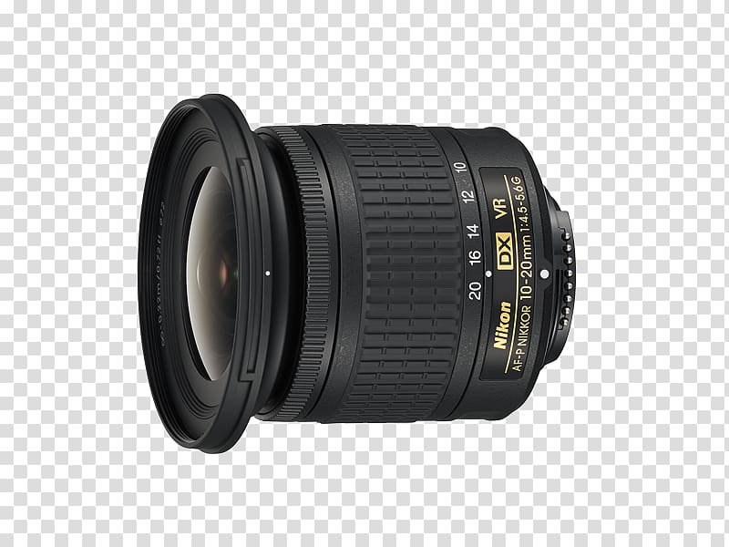 Nikon AF-P DX Nikkor 10-20mm f/4.5-5.6G VR Camera lens Nikon DX format, camera lens transparent background PNG clipart