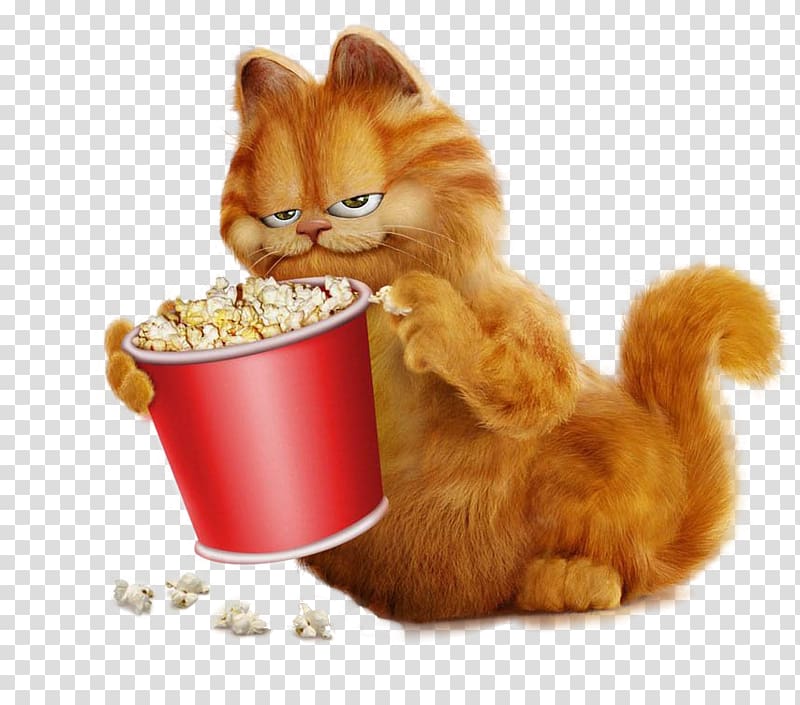 garfield holding popcorn , Garfield Popcorn , Garfield with Popcorn Free transparent background PNG clipart