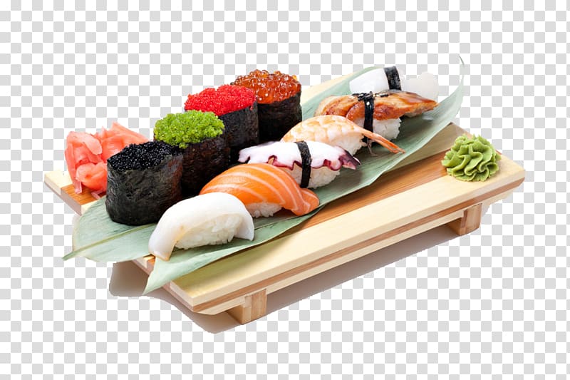 California maki , Sushi Japanese Cuisine Sashimi Onigiri Dish, Sushi transparent background PNG clipart