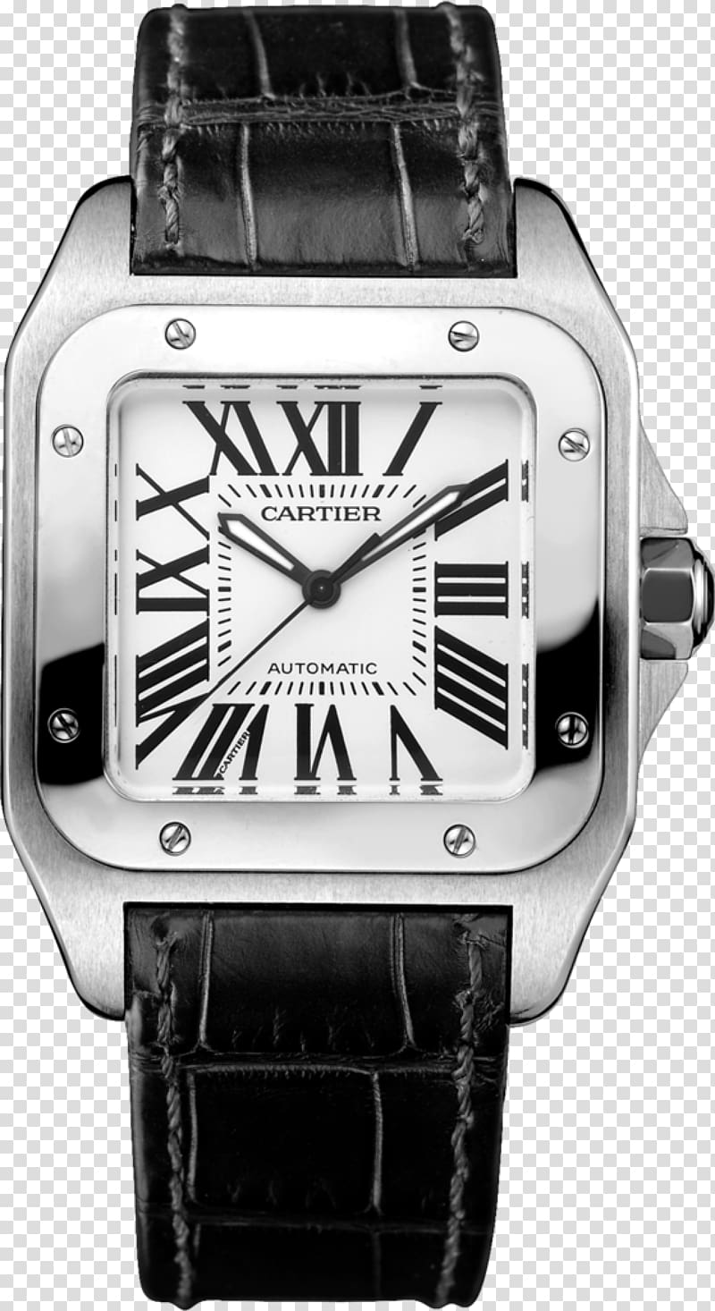 Cartier Santos 100 Automatic watch Chronograph, watch transparent background PNG clipart
