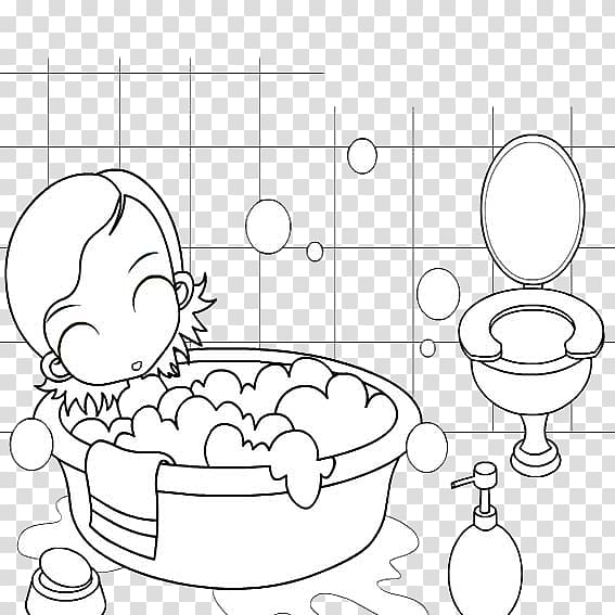 Coloring for your kids Bathing Bathroom Child Drawing, bathroom transparent background PNG clipart