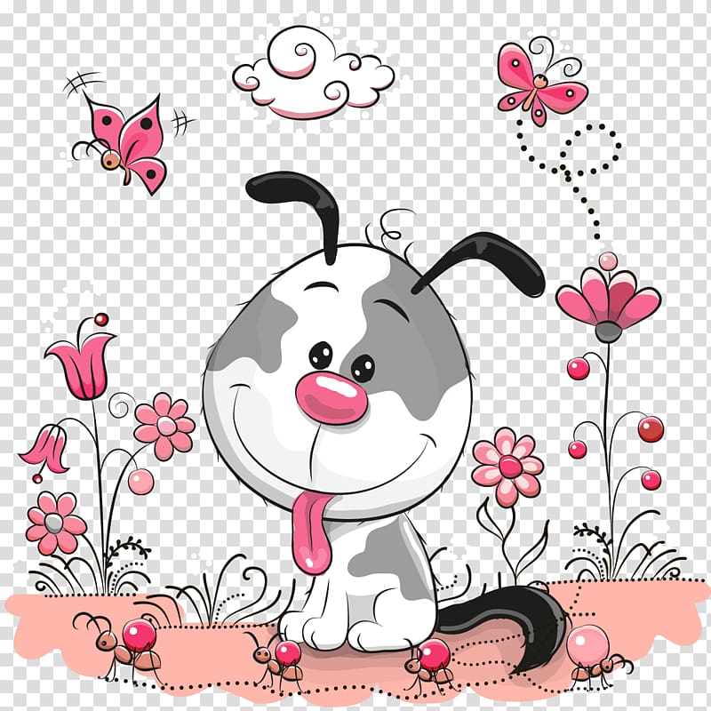 gray and white dog illustration, Puppy Illustration, cute dog pattern transparent background PNG clipart