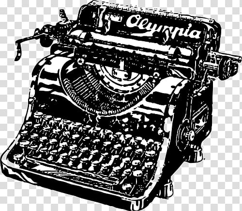 black and white typewriter, Vintage Olympia Typing Machine transparent background PNG clipart