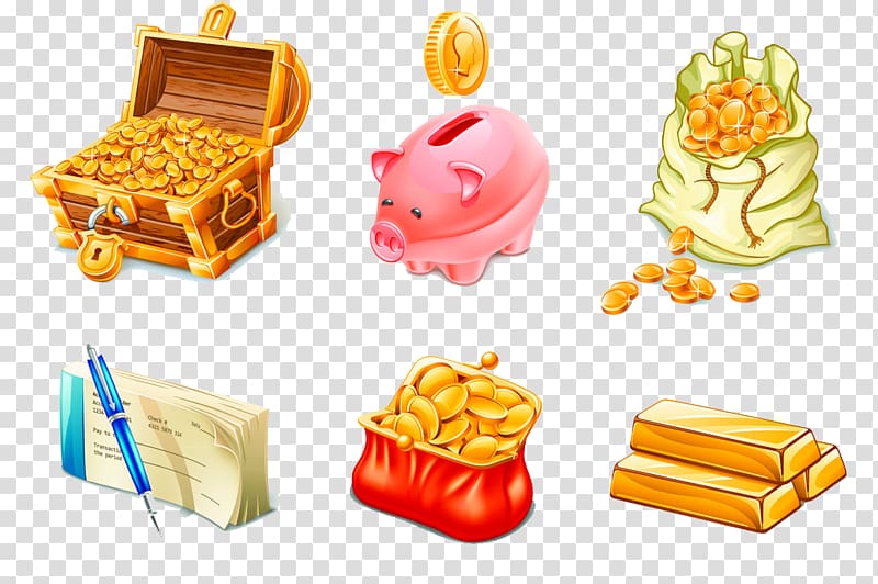 Money Currency Coin Icon, Ingots and coins decoration transparent background PNG clipart