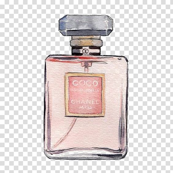 Coco Chanel fragrance bottle illustration, Chanel No. 5 Coco