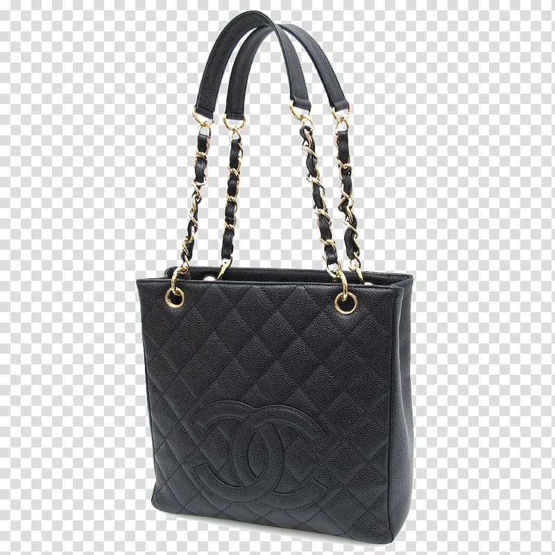 Chanel Tote bag Handbag Metal, Chanel female models black hand bag metal chain transparent background PNG clipart