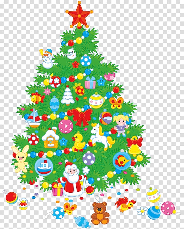 Santa Claus A Visit from St. Nicholas Christmas tree Gift , Christmas tree covered with gifts transparent background PNG clipart