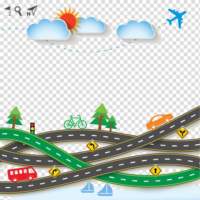 gray and green road and car illustration, traffic transparent background PNG clipart