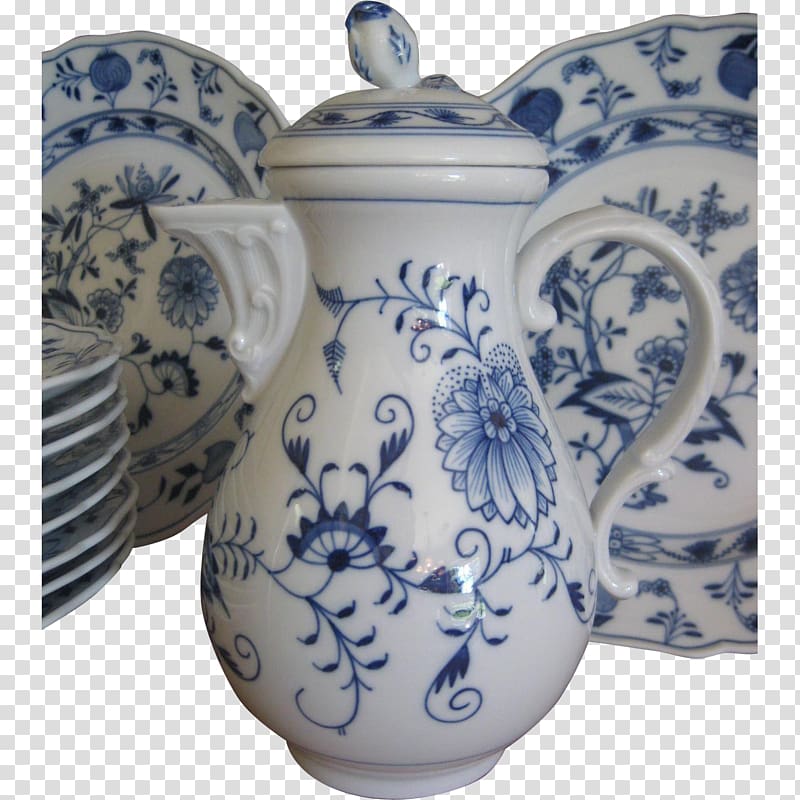 Blue Onion Meissen Porcelain Tableware Blue and white pottery, Plate transparent background PNG clipart