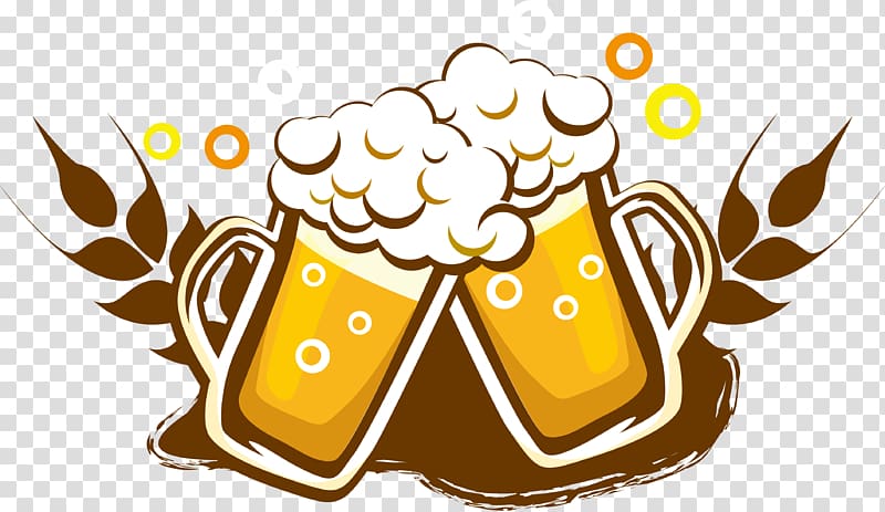 Draught beer Wine Drink Bottle, Beer logo logo design, two beer mugs illustration transparent background PNG clipart