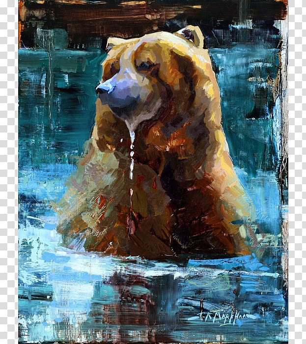 Grizzly bear Watercolor painting, cool off transparent background PNG clipart