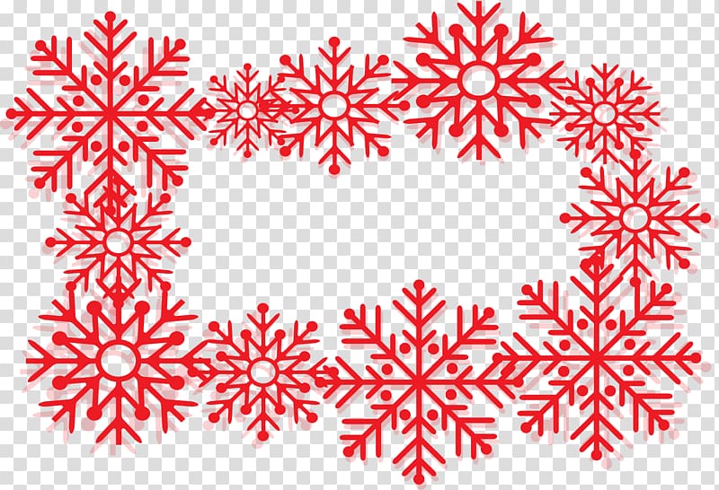 Snowflake Red, Festively red snowflake border transparent background PNG clipart