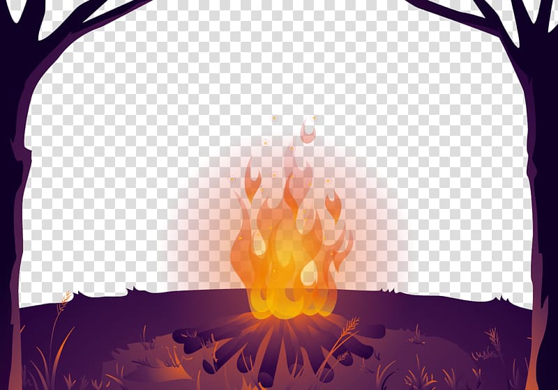 Bonfire at night transparent background PNG clipart