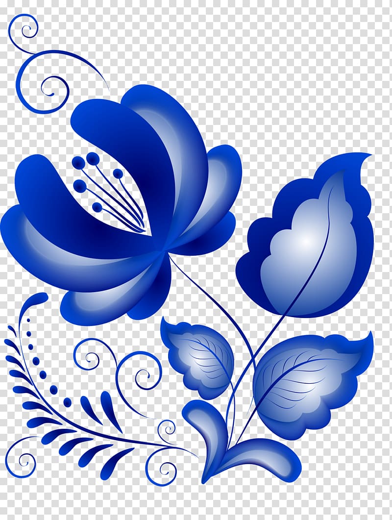 Russia Ornament Gzhel Illustration, Watercolor flowers transparent background PNG clipart