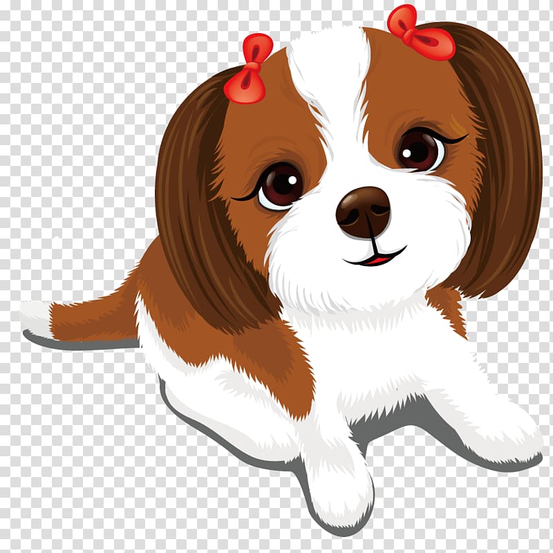 brown and white shih tzu illustration, Cavalier King Charles Spaniel Puppy Cuteness Kitten, cute puppy transparent background PNG clipart