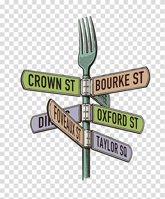 Street name sign Traffic sign Cartoon Illustration, Cartoon fork road sign transparent background PNG clipart