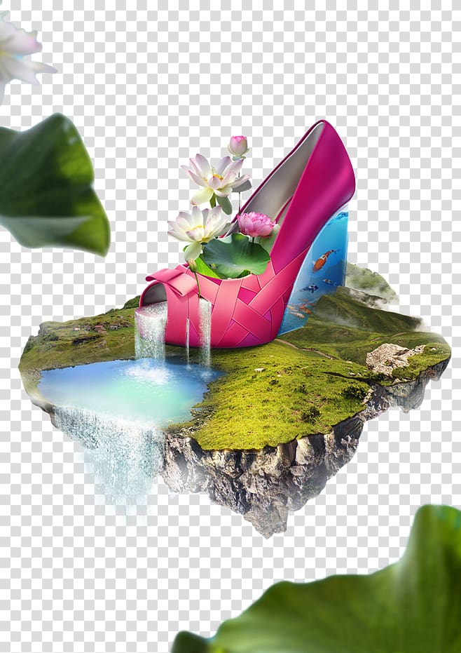 High-definition television Designer, HD waterfall and high heels transparent background PNG clipart