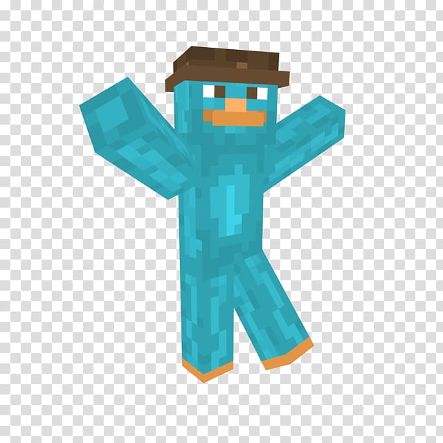 Minecraft Perry the Platypus Creeper Diamond Sword Ferb Fletcher, blue creeper transparent background PNG clipart