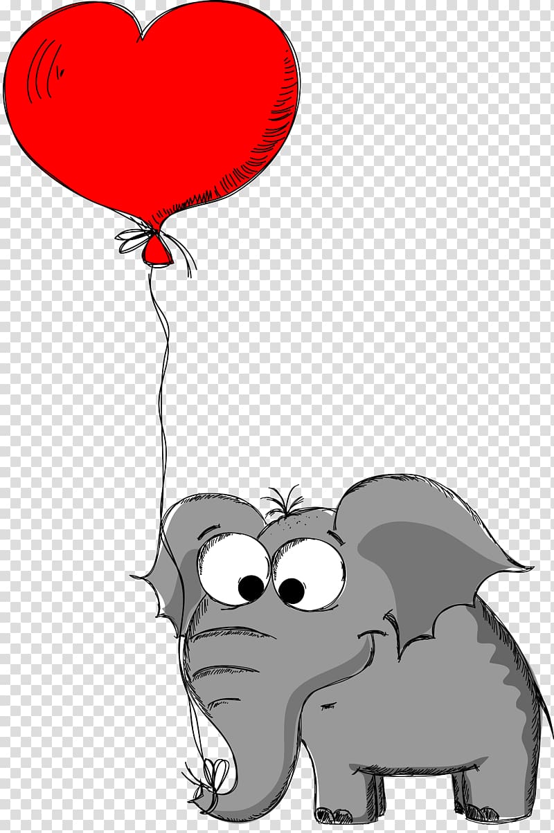 Valentine\'s Day Elephant Drawing Animal, hand drawn love transparent background PNG clipart