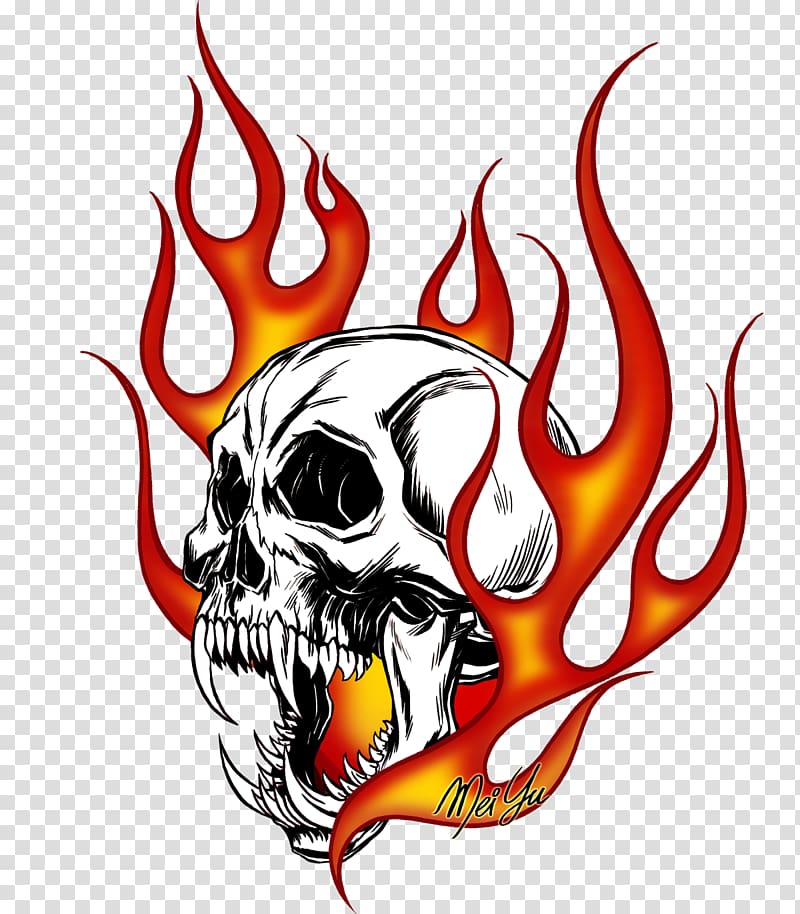 Skull Flame , skull transparent background PNG clipart