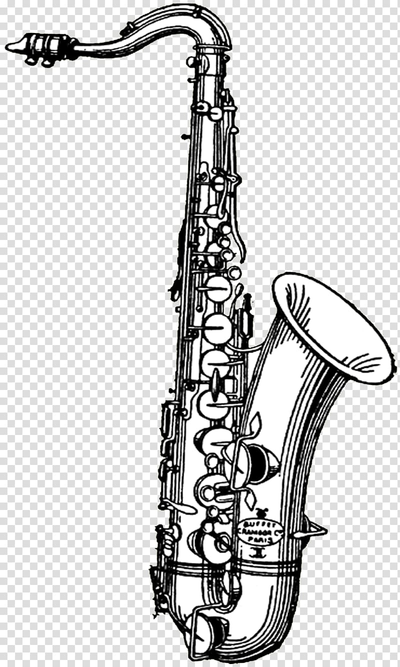 white and black saxophone illustration, Saxophone Illustration transparent background PNG clipart