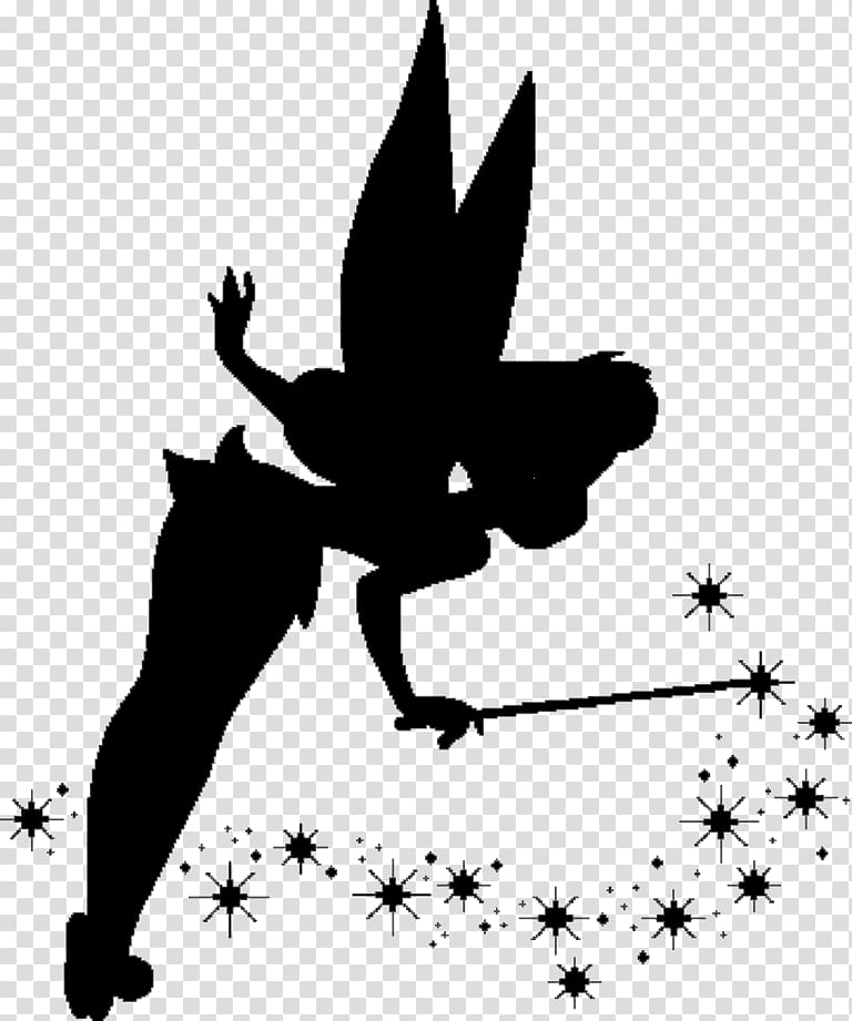 Disney silhouette of Tinkerbell art, Tinker Bell Peter Pan Silhouette Stencil, peter pan transparent background PNG clipart