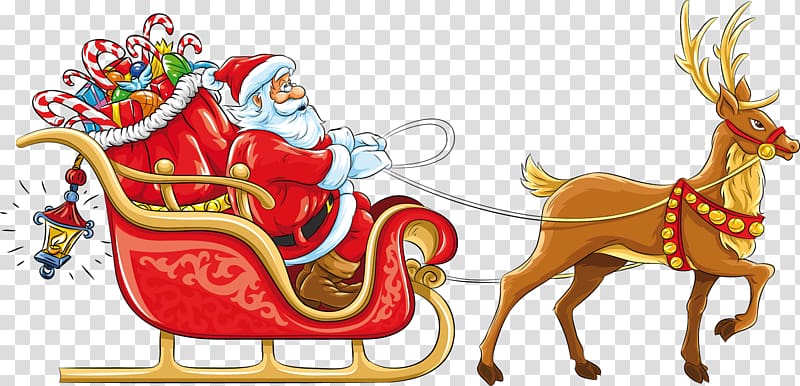 Santa Claus\'s reindeer Santa Claus\'s reindeer Sled , santa sleigh transparent background PNG clipart