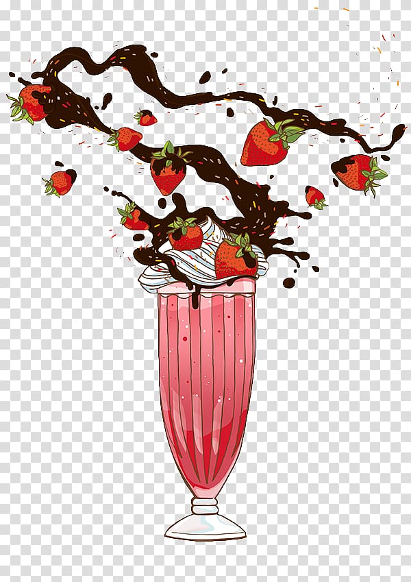 Hong Kong-style milk tea Breakfast Cocktail garnish, Red strawberry tea transparent background PNG clipart