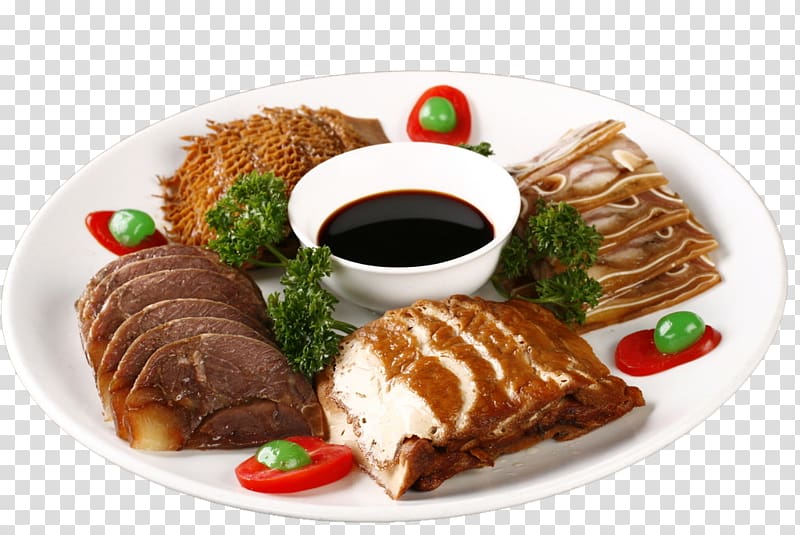 Red cooking Chinese cuisine Meat Food, Cold meat platter transparent background PNG clipart