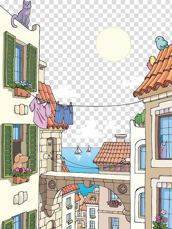 Painting Book, Town transparent background PNG clipart