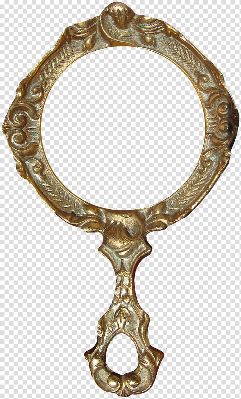 brass hand mirror frame, Mirror frame Gold, Classical Mirror transparent background PNG clipart
