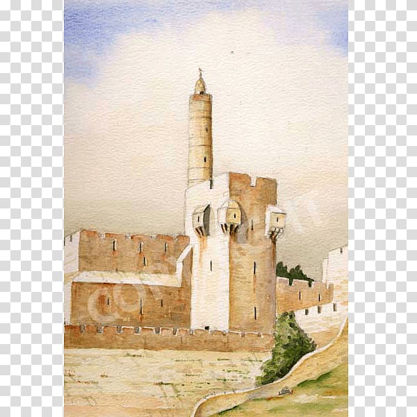 Tower of David Watercolor painting Steeple Historic site, painting transparent background PNG clipart