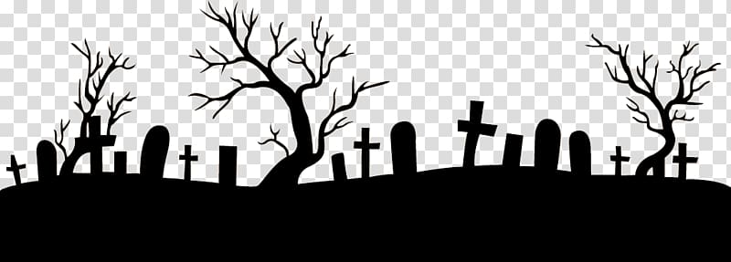 silhouette of tombstones and trees, Graveyard Footer transparent background PNG clipart