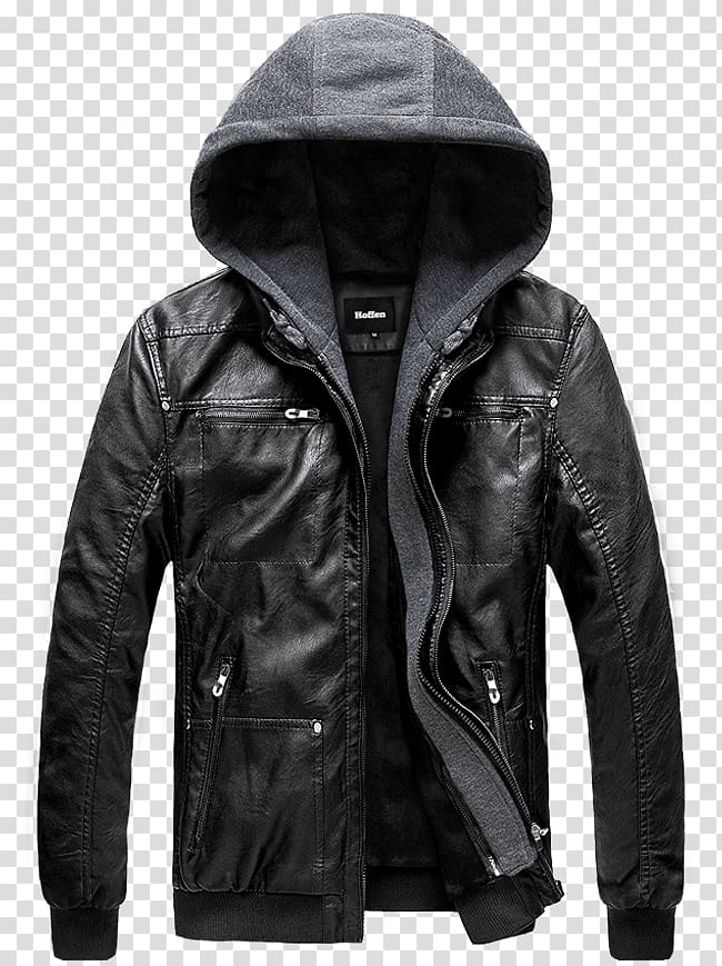 Hoodie Leather jacket, jacket transparent background PNG clipart