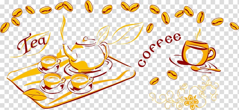 Coffee bean Hong Kong-style milk tea, Hand-painted Europe and the United States wind milk tea transparent background PNG clipart